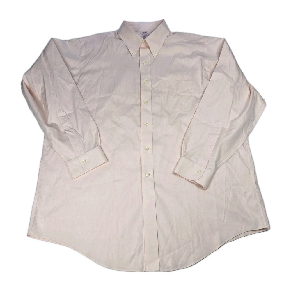 Brooks Brothers Traditional Fit Cotton Non-Iron‎ Shirt Dress Mens 17.5-35 Pink